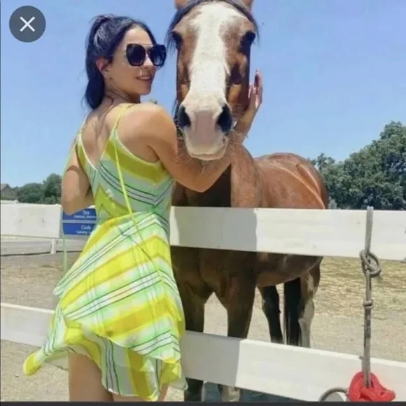 Vibrant Yellow and Green Striped Dress - Picture 6 of 6